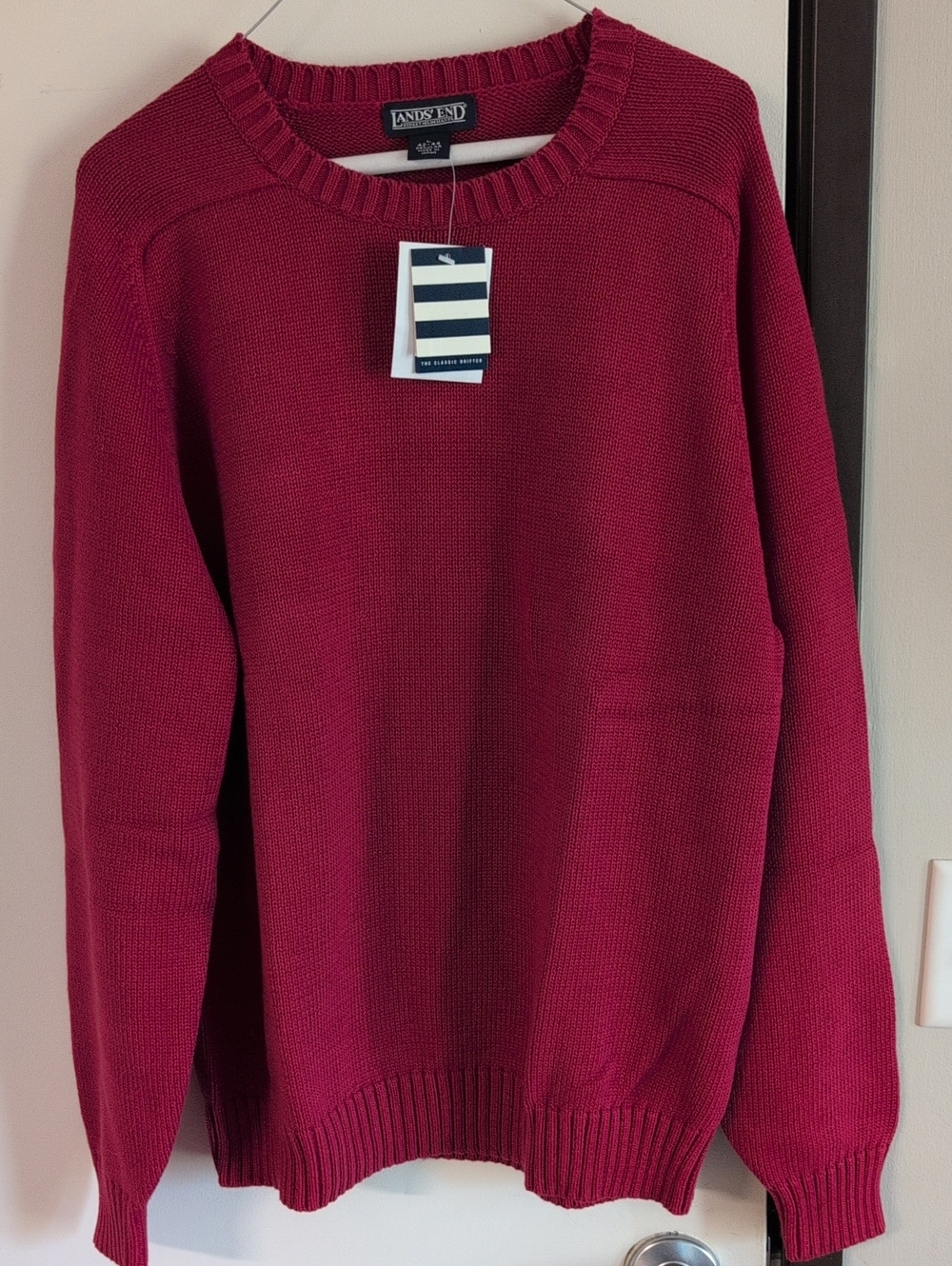 Lands' End Men's Crewneck Sweater in Burgundy